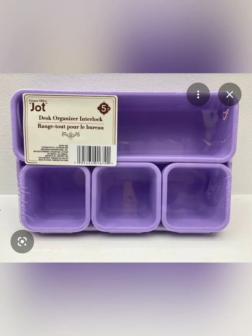 5pc Desk Organizer Interlock Drawer Organizer - Purple NWT